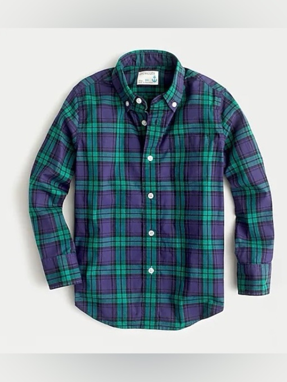 Boy’s Crewcuts Green & Navy Plaid Button-Down Shirt Size 10